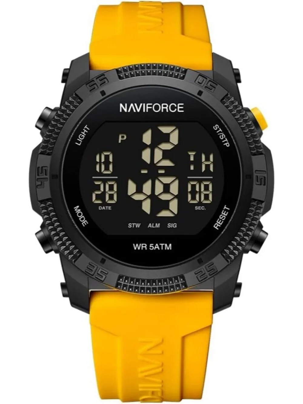 Unisex Yellow Analog Quartz Rubber Strap Sports Waterproof Digital Wrist Watch